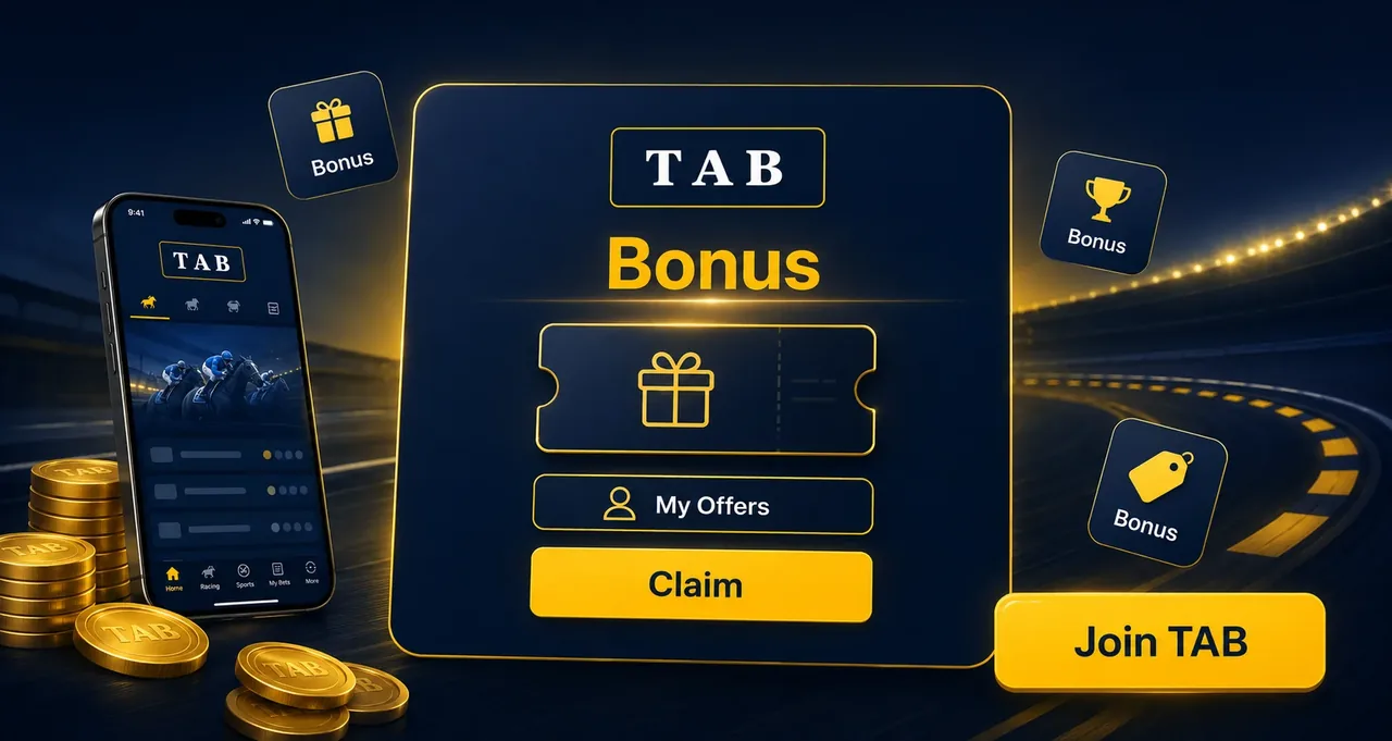 TAB bonus offers and promotions page with claim button and rewards